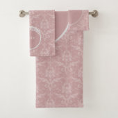 Roze Elegant Damask Persoonlijke set handdoeken (Insitu)