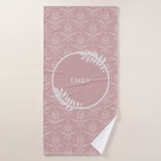 Roze Elegant Damask Persoonlijke set handdoeken (Badhanddoek)
