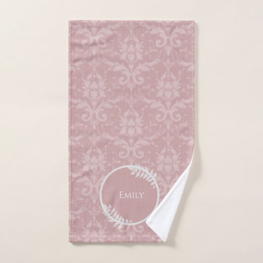 Roze Elegant Damask Persoonlijke set handdoeken (Handdoek)