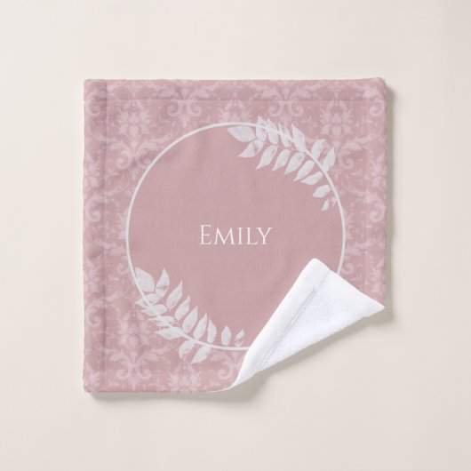 Roze Elegant Damask Persoonlijke set handdoeken (Wasdoekje)