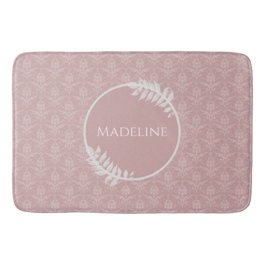 Roze Elegant Damask Specialized Bath Mat (Voorkant)