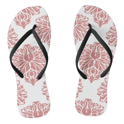 Roze Elegant Damask Teenslippers (Voetbed)