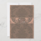 Roze Elegant Damask Wedding Uitnodiging (Achterkant)