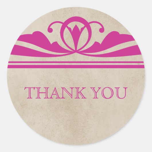 Roze Elegant Deco Dank je Stickers (Voorkant)