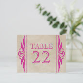 Roze Elegant Deco Table Number Briefkaart (Staand voorkant)