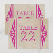 Roze Elegant Deco Table Number Briefkaart (Voorkant / Achterkant)