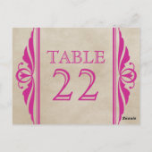 Roze Elegant Deco Table Number Briefkaart (Achterkant)
