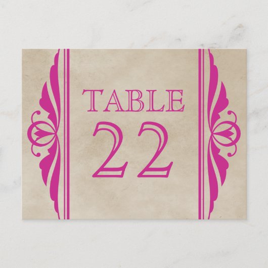 Roze Elegant Deco Table Number Briefkaart (Voorkant)