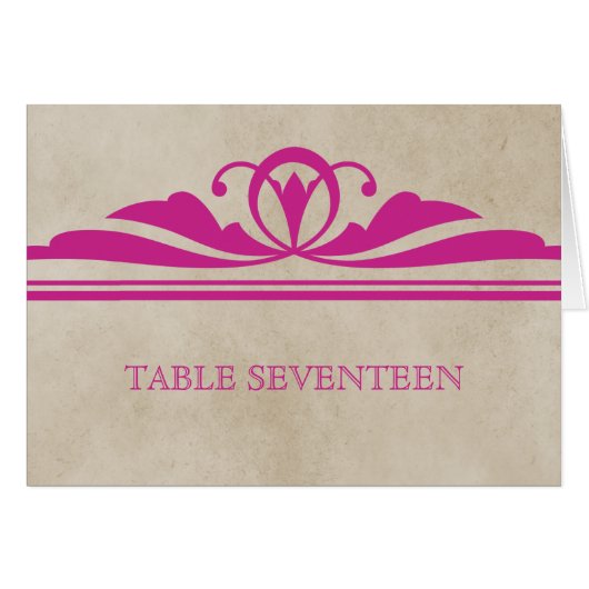 Roze Elegant Deco Table Number Kaart (Voorkant Horizontaal)