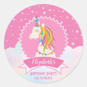 Roze Elegant Dreamy Magische Eenhoorn Meisje Verja Ronde Sticker (Voorkant)