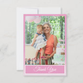 Roze Elegant Eenvoudige Verjaardag Dank u Foto Bedankkaart (Voorkant)