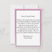 Roze Elegant Eenvoudige Verjaardag Dank u Foto Bedankkaart (Achterkant)