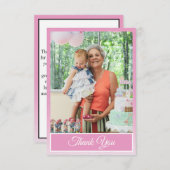 Roze Elegant Eenvoudige Verjaardag Dank u Foto Bedankkaart (Voorkant / Achterkant)