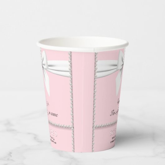 Roze Elegant Fancy Tiffany Baby shower servies Papieren Bekers (Rechts)