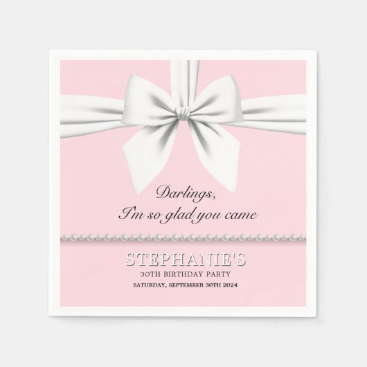 Roze Elegant Fancy Tiffany Verjaardagsservies Servet (Voorkant)