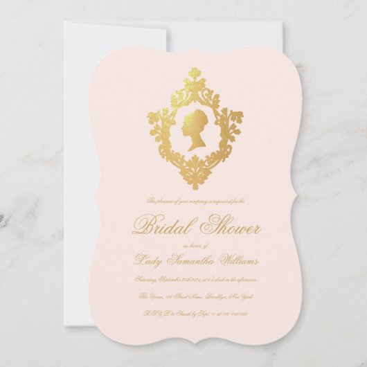 Roze  Elegant Faux Gold Crest Vrijgezellenfeest Kaart (Voorkant)