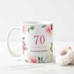 roze Elegant Floral 70th Birthday Gift Koffiemok<br><div class="desc">Roze Elegant Floral 70th Birthday Gift as gift of geven uit aan gasten op het 70ste verjaardagsfeestje om de speciale gelegenheid te herinneren</div>