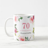  roze Elegant Floral 70th Birthday Gift Koffiemok (Links)