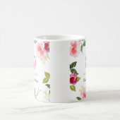  roze Elegant Floral 80th Birthday Gift Koffiemok (Center)