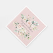 Roze Elegant Floral Script Name Wedding Napkins Servet (Hoek)