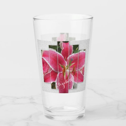 Roze Elegant Floral Waterverf Flowers Glas (Achterkant)