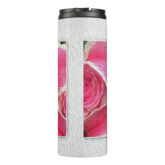 Roze Elegant Floral Waterverf Flowers Thermosbeker (Achterkant)