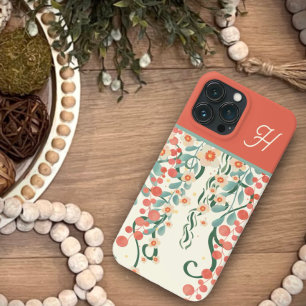 Roze Elegant Floral Whimsical Initiaal Inspirivity Case-Mate iPhone Case