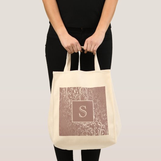 Roze Elegant Flourish Monogram Canvas tas (Voorkant (product))