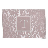 Roze Elegant Flourish Monogram Kussensloop (Voorkant)