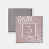 Roze Elegant Flourish Monogram Magnet (Voorkant / Achterkant)