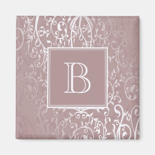 Roze Elegant Flourish Monogram Magnet (Voorkant)