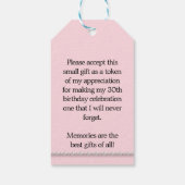 Roze Elegant Glam Tiffany Event Dank u gastvrouw Cadeaulabel (Achterkant)