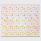 Roze Elegant Golden Kerstmis Gift Cadeaupapier (Vlak)