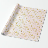 Roze Elegant Golden Kerstmis Gift Cadeaupapier (Uitgerold)