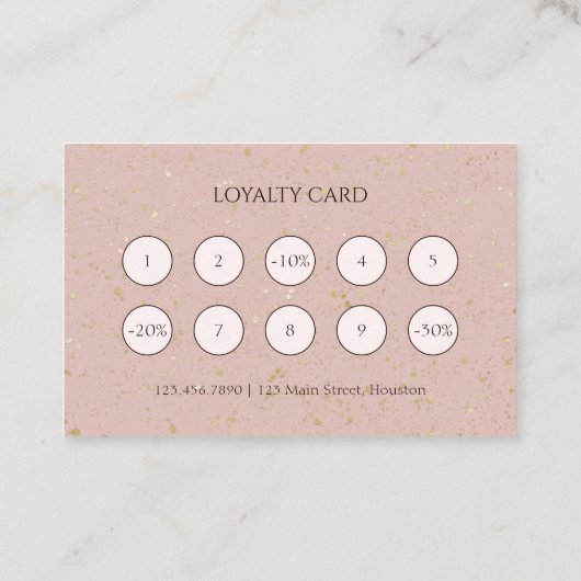 Roze Elegant Goud Glitter Nail Salon Manicurist Klantenkaartje (Achterkant)