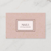 Roze Elegant Goud Glitter Nail Salon Manicurist Klantenkaartje (Voorkant)