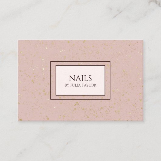 Roze Elegant Goud Glitter Nail Salon Manicurist Klantenkaartje (Voorkant)