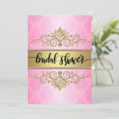 Roze Elegant Gouden Parels Vrijgezellenfeest Kaart (Staand voorkant)