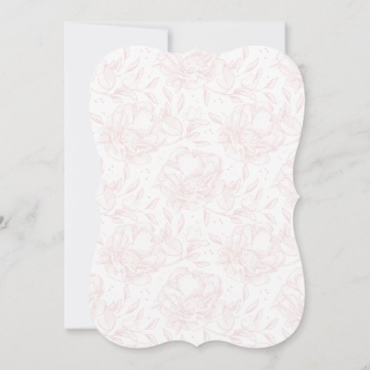 Roze Elegant Hand Drawn Floral Wedding Invitation Kaart (Achterkant)