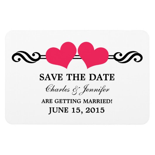 Roze elegant harten sparen de Magnet van de Datum Magneet (Horizontaal)