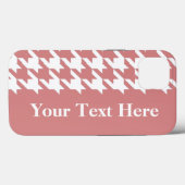 Roze Elegant Houndstooth met aangepaste tekst Case-Mate iPhone Case (Achterkant (horizontaal))