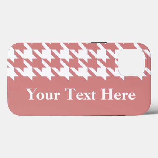 Roze Elegant Houndstooth met aangepaste tekst Case-Mate iPhone Case (Achterkant (horizontaal))