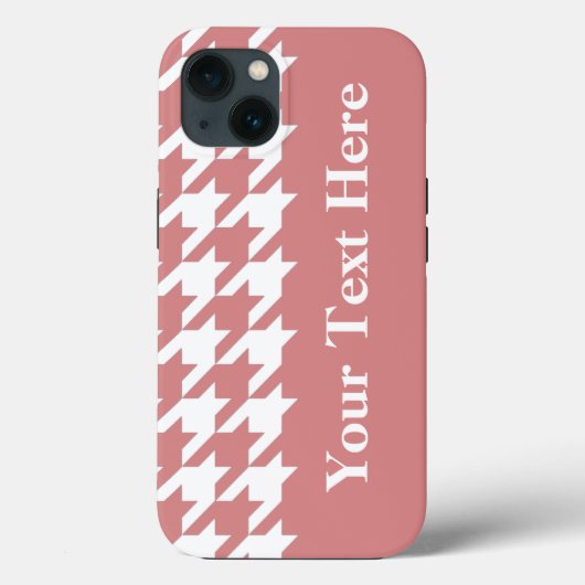 Roze Elegant Houndstooth met aangepaste tekst Case-Mate iPhone Case (Achterkant)