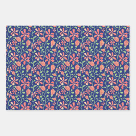 Roze Elegant  Jasmijn Bloemen Patroon Set Inpakpapier Vel