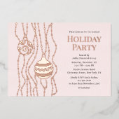 Roze Elegant Kerstfeest Zakelijke vakantie Folie Uitnodiging (Voorkant)