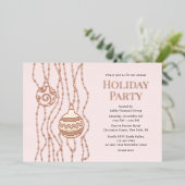 Roze Elegant Kerstfeest Zakelijke vakantie Folie Uitnodiging (Staand Voorkant)