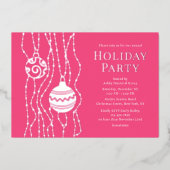 Roze Elegant Kerstfeest Zakelijke vakantie Folie Uitnodiging (Voorkant)