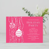 Roze Elegant Kerstfeest Zakelijke vakantie Folie Uitnodiging (Staand Voorkant)