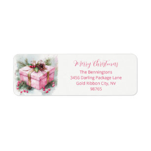 Roze  Elegant Kerstretour Adres Etiket