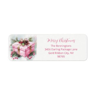 Roze  Elegant Kerstretour Adres Etiket